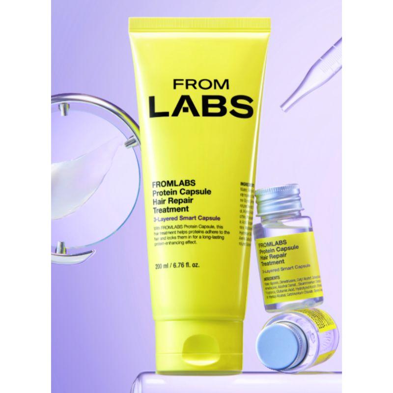 FROM LABS Trattamento a Doppio Assorbimento 200ml + Spray Trattamento Senza Risciacquo 150ml Set Cura Riparatrice Idratante per Capelli