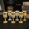 Small Goblet Chalices Retro Metal Wine Cup for Wedding Whiskeys Medieval European Style Embossed Drinking Cups Gift