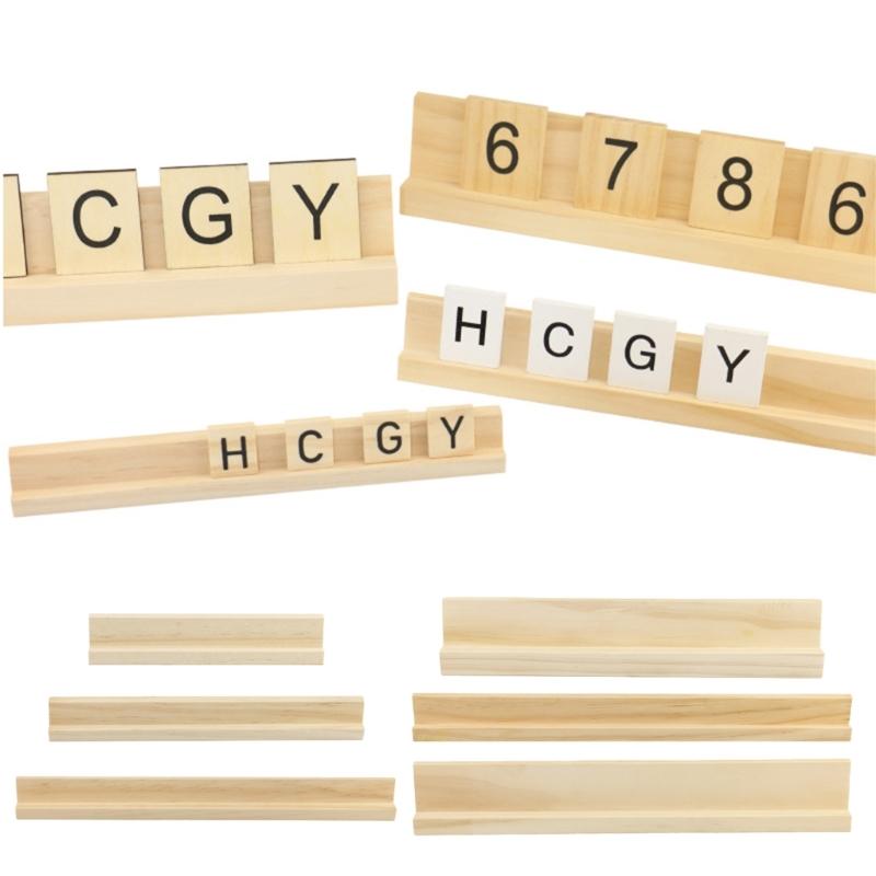 2Pcs Wooden Dominoes Rack Dominoes Tiles Holders for Mexican Train Dominoes Game