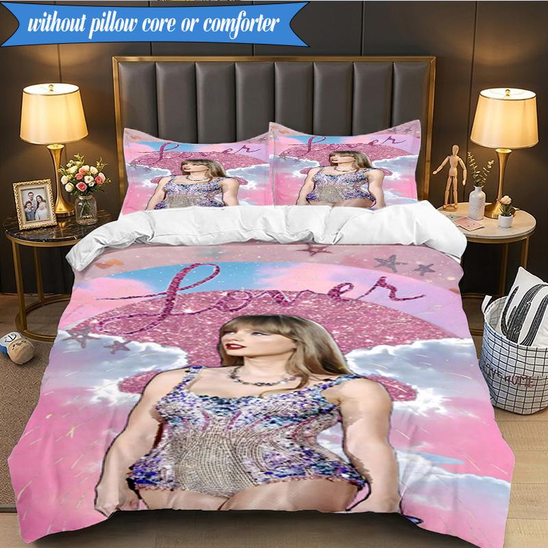 3-teiliges Taylor Music Lover Artwork Bettwäsche-Set, inklusive 1 Bettbezug und 2 Kissenbezügen. Perfekt für Schlafzimmer, Wohnheim, Weihnachtsgeschenk für Fans