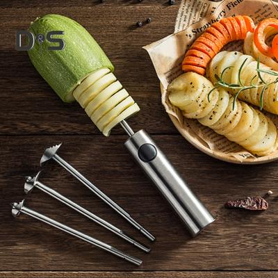 1 Set Taglierina per carotaggio di frutta e verdura In acciaio inossidabile 304 Lama affilata Manico antiscivolo Zucchine Patate Carota Pera Utensile per carotaggio Forniture da cucina