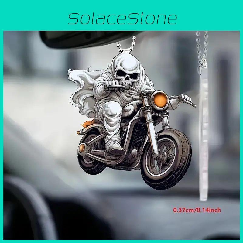 Themed Skull Halloween Riding Motorcycle Pattern Pendant For Holiday Decor