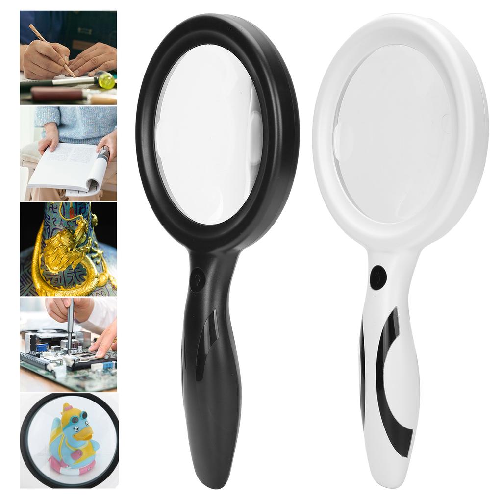 Lupa portátil 5X 10X com brilho ajustável LED Lupa para reparo de leitura