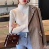 Half Height Collar Vertical Striped Sweater Base Shirt, Women's Spring and Autumn Long Sleeved Top, Inner Knit Sweater