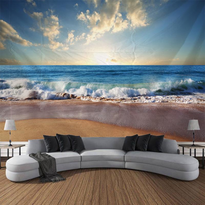 Beach Sunset Scenery Tapestry Wall Hanging Bohemian Calico Tapestry Home Wall Decor Bedroom Decor