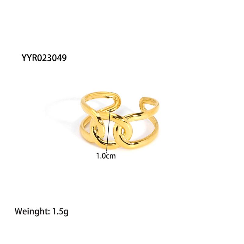 18K Gold-Plated Adjustable Stainless Steel Ring for Women - Simple, Trendy Jewelry Design