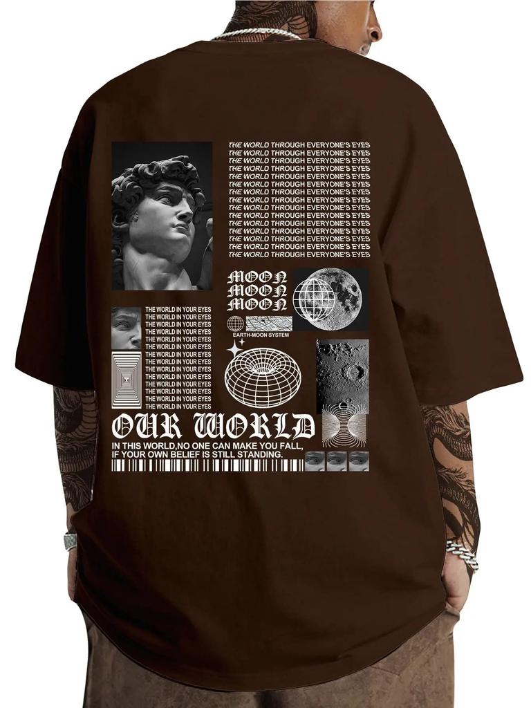 Sommer neu 100% Baumwolle Herren Rundhals Kurzarm Locker T-Shirt Oberteil Buchstaben bedrucktes T-Shirt Hohe Qualität Rockmusik Festival