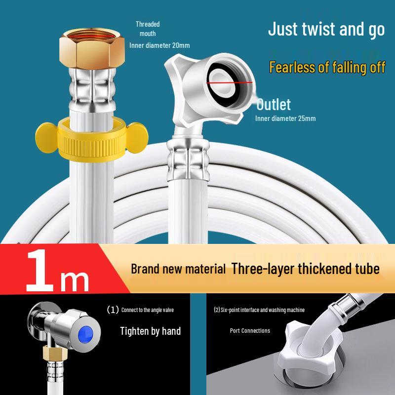 Universal Washing Machine Water Inlet Hose with 4-Point Copper Connector, PVC, for Automatic Pulsator Drums