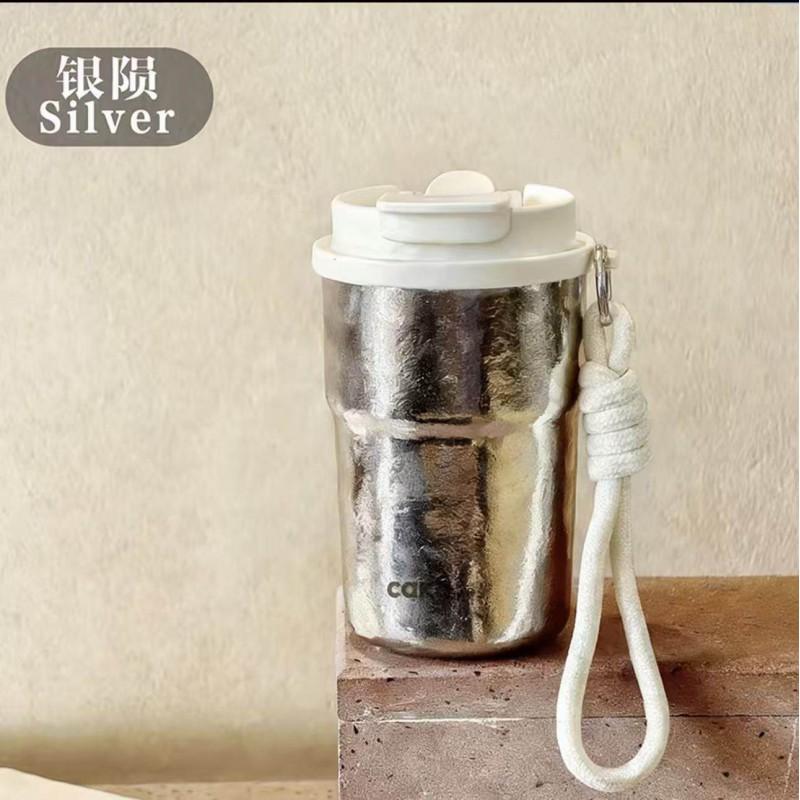 Pure Titanium Insulated Coffee Cup With Straw Handle Dual-Use Travel Mug Men Women Modern Minimalist 350ml