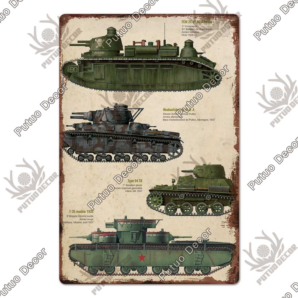 Putuo Decor Panzer Blechschild Metallschild Dekorative Vintage-Dekor Plakette Wanddeko Garage Man Cave Clubraum Zuhause