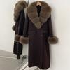Atmosphere Detachable natural real fox fur collar wool coat women's new winter warm woolen coat