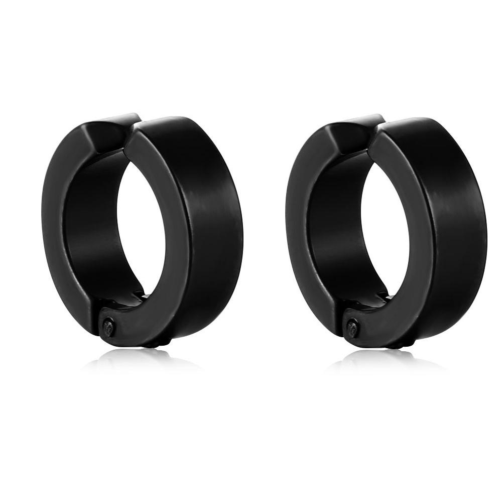 

2pieces Punk Titanium Steel Ear Clip Earrings For Men Women Print Pattern Black No Pierced Fake Ear Circle New Pop Jewelry