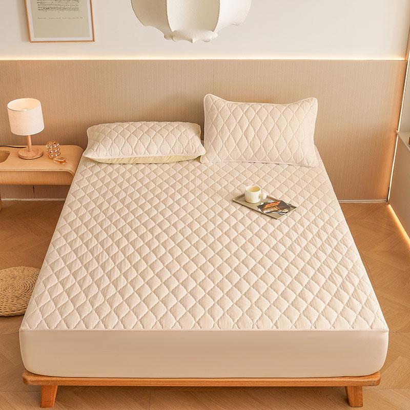 

1шт утолщенный однотонный клетчатый чехол для матраса, хлопчатобумажный, дышащий, пыленепроницаемый, всесезонный, подходит для спальни, 200x220cm хаки