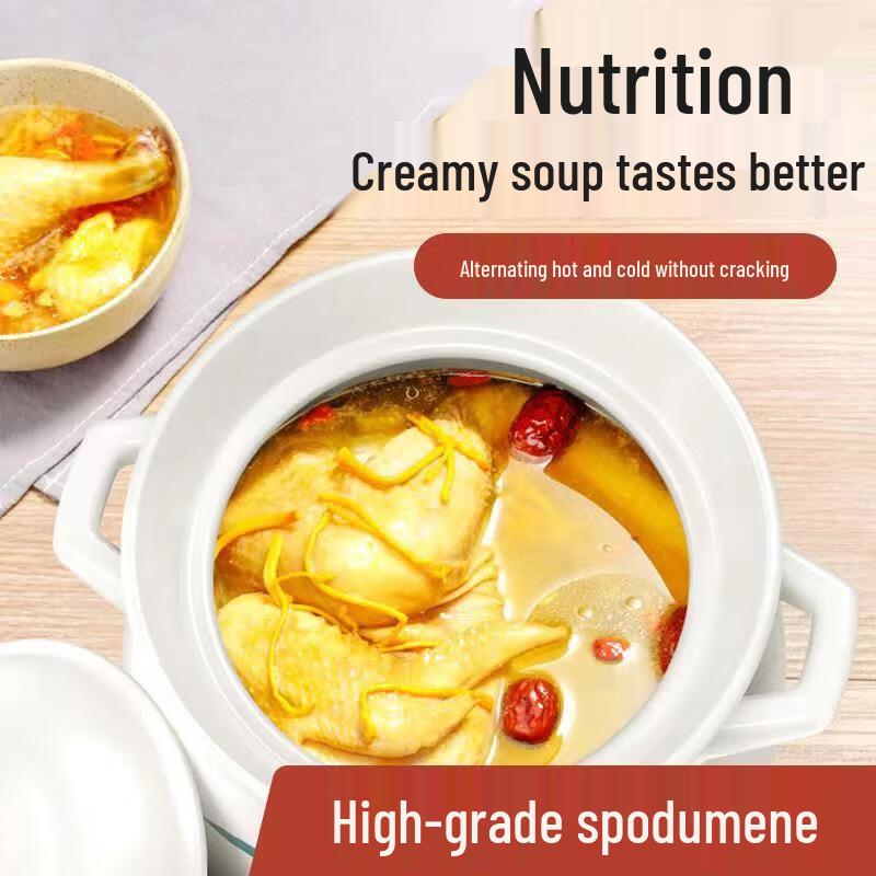 ZISIZ 6.5L White Ceramic Soup & Stew Pot