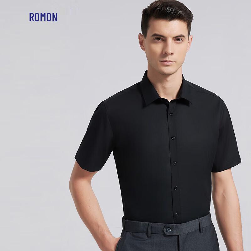 Romon Men s Machine Washable Ice Silk Cotton Short-Sleeve Business Shirt 44