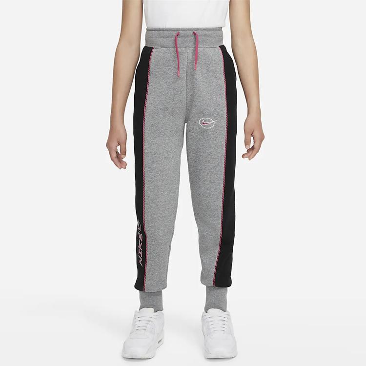 Nike Kids Side Stripe Cuffed Knit Sports Pants Kids Bottoms Gray DM8388-091