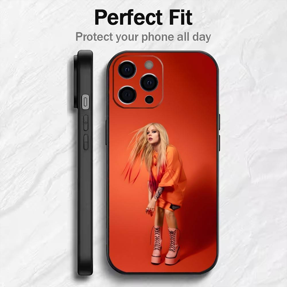AV Pop-Punk Queen Avril Phone Case For iPhone17,16,15,14,13,12 Plus,Max Soft Silicone Black Cover