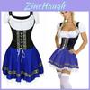 Rochie de menajeră Oktoberfest pentru femei cu dantelă decorativă în față și panglică aurită