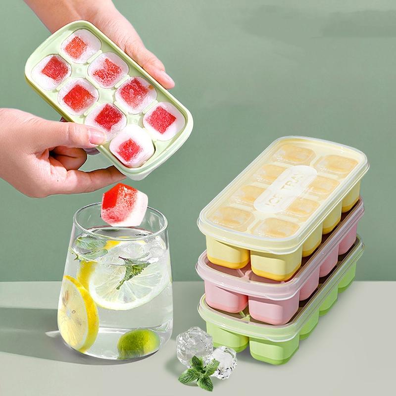 12 Grid Single-Layer Tray With Transparent Ice Storage Box Ice Cream Ice Cube DIY Homemade Refrigerated Drink Kitchen Tools