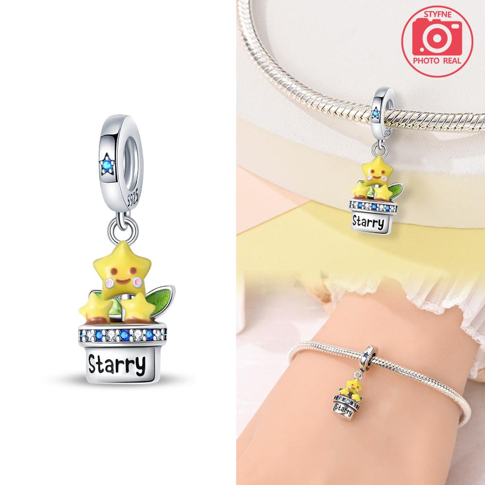 Charms Plata Copper Colors Shiny Moon Star Luminous Pendant Charms Fit Original Bracelet Diy Fine Jewelry Gift For Women