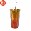 Hi 500ml Doppelwandige Kaffeeflasche aus Edelstahl 304 mit Strohhalm, zum Mitnehmen, Kaltbierbecher mit Becher