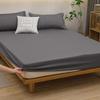 Solid Color Washed Cotton Fitted Sheet with Non-Slip Feature and Pillowcase