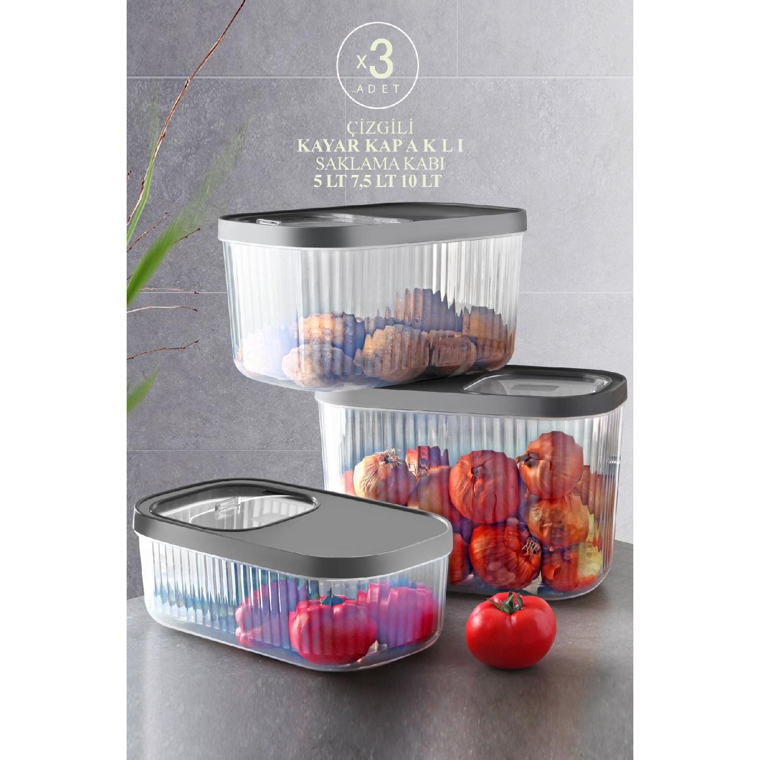 

3 шт. Ящик для хранения бобовых большого размера - универсальный, ящик для хранения с выдвижной крышкой, 5 л-7,5 л-10 л