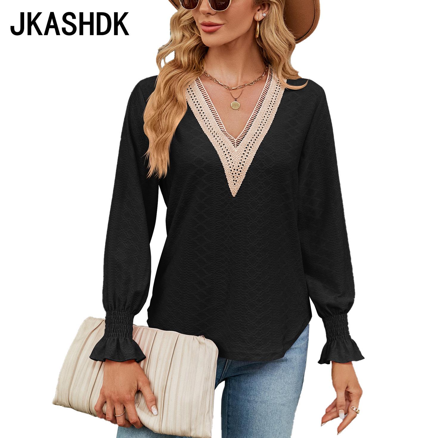 JKAASHDK женские модные повседневные однотонные принты весенне-осенние блузки и рубашки — фото 3