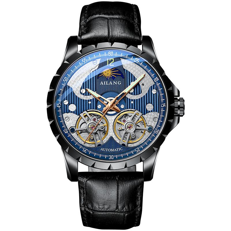 AILANG Luxury Double Tourbillon Watches Men Waterproof Luminous Moon Phase Automatic Mechanical Watch Reloj Hombre New