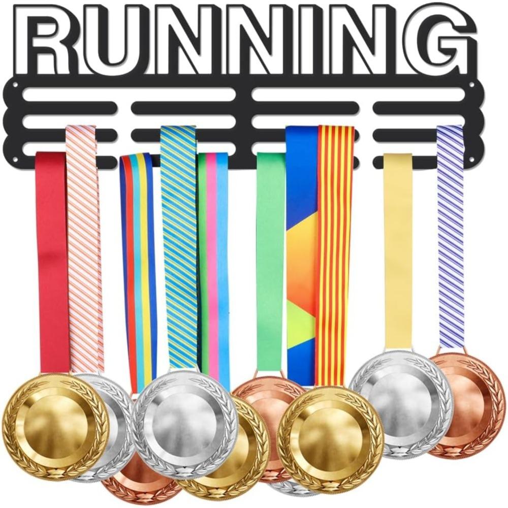 

Iron Medal Holder Wall Mount Display Rack for 40+ Medals Track Field Sports Ribbon Hanger Hooks Decor Gift Kids