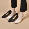 Pointed High Heels Women's Simple and Generous Sheepskin Work Shoes Medium Heel Shallow Mouth Single Shoes Dress Shoes