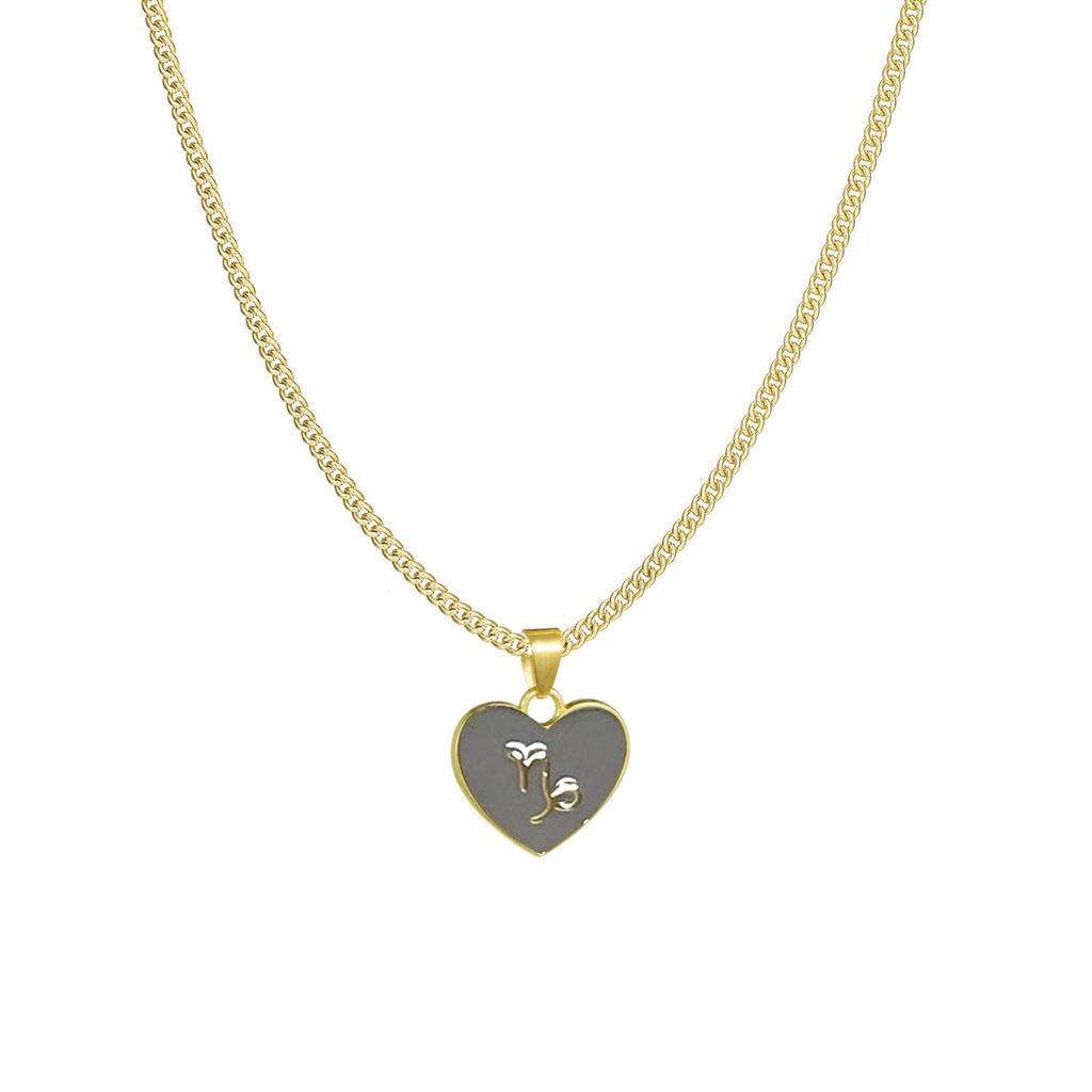 Zodiac Creative Stylish Heart Necklace For Women Elegant Alloy Charm Gift Jewelry