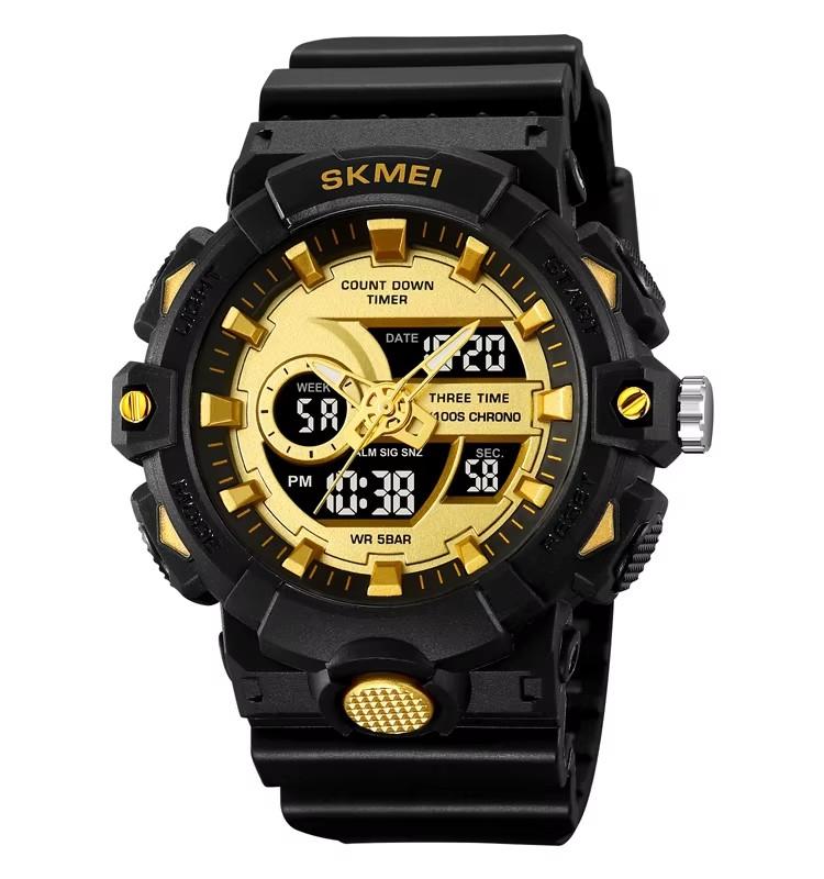 Skmei 2225 Sport Alarm Watch Men Dual Display Waterproof LED Display Electronic Quartz Digital Wristwatch Man Clock Reloj Hombre