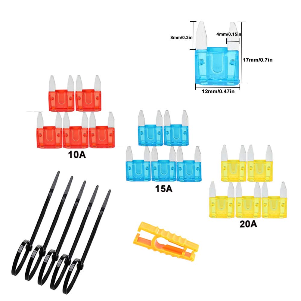FULARR® 5PCS Premium ACS Small Car Waterproof In-Line Fuse Holder, 16 AWG Wire Harness,