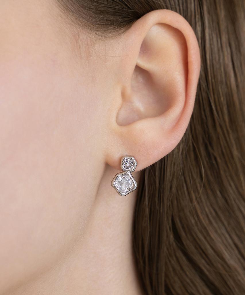 Tatiana Double Texture Cubic Stud Earrings Ec3316