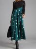 Women Color Block Floral Print Long Sleeve Maxi Dress Casual Loose A Line Long Dress S-XXXL