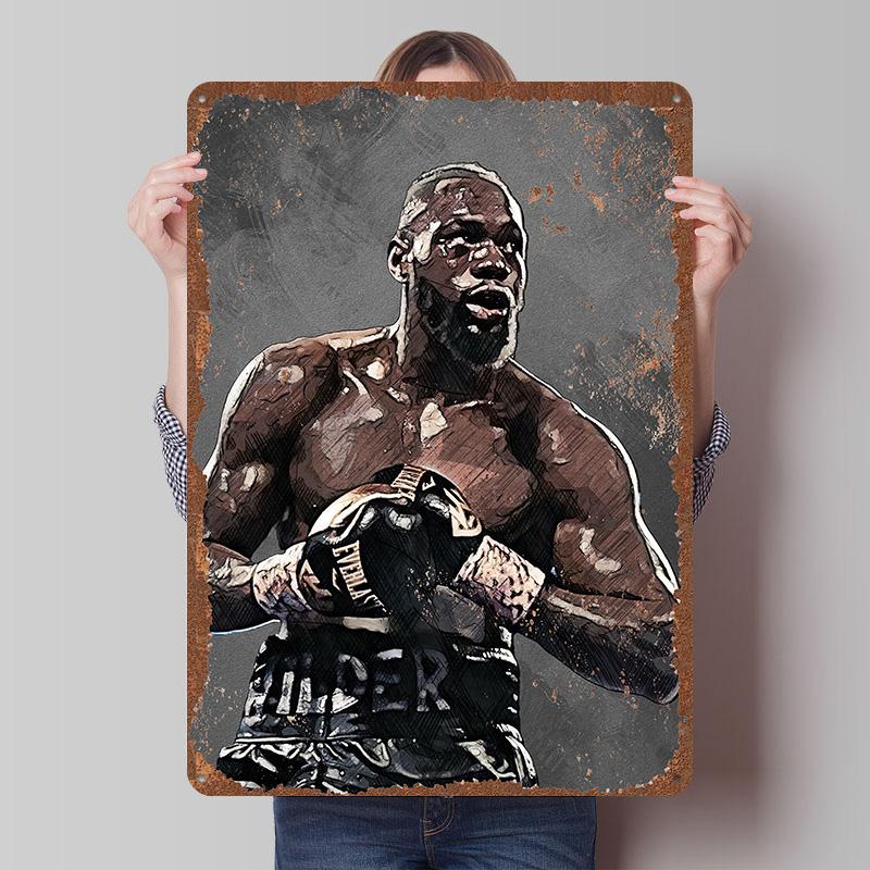 Deontay Wilder Boxer Metal Posters Custom Vintage Metal Signs Wall Art Tin Plaque for Man Cave Bedroom Decorations Home Decor
