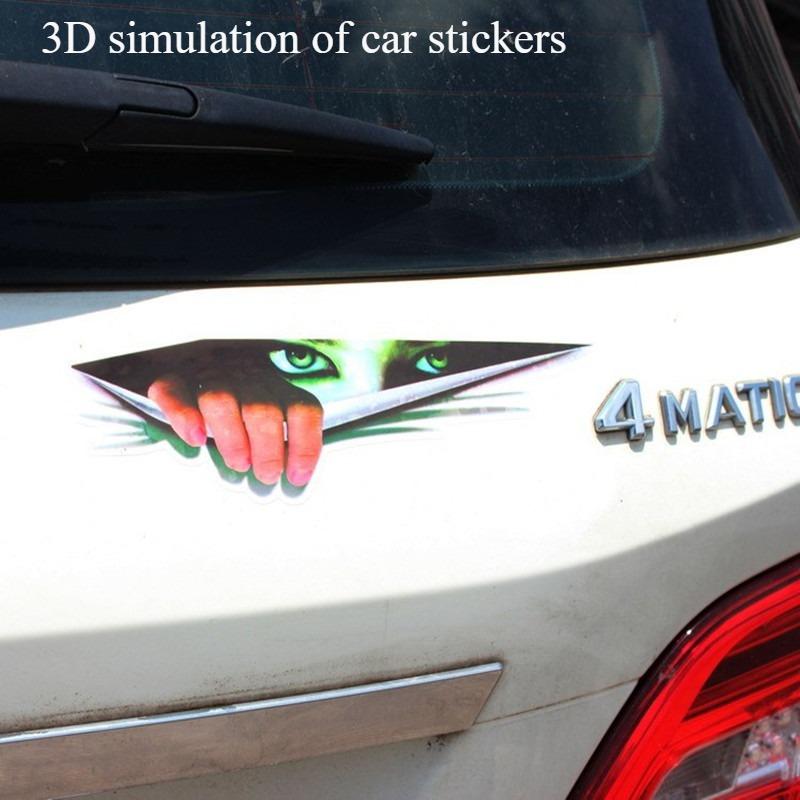Car Stickers 3D Simulation Stereoscopic Car Stickers Men Black Panther Eyes Peeking Car Stickers Beauty Simulation Eyes Peeking