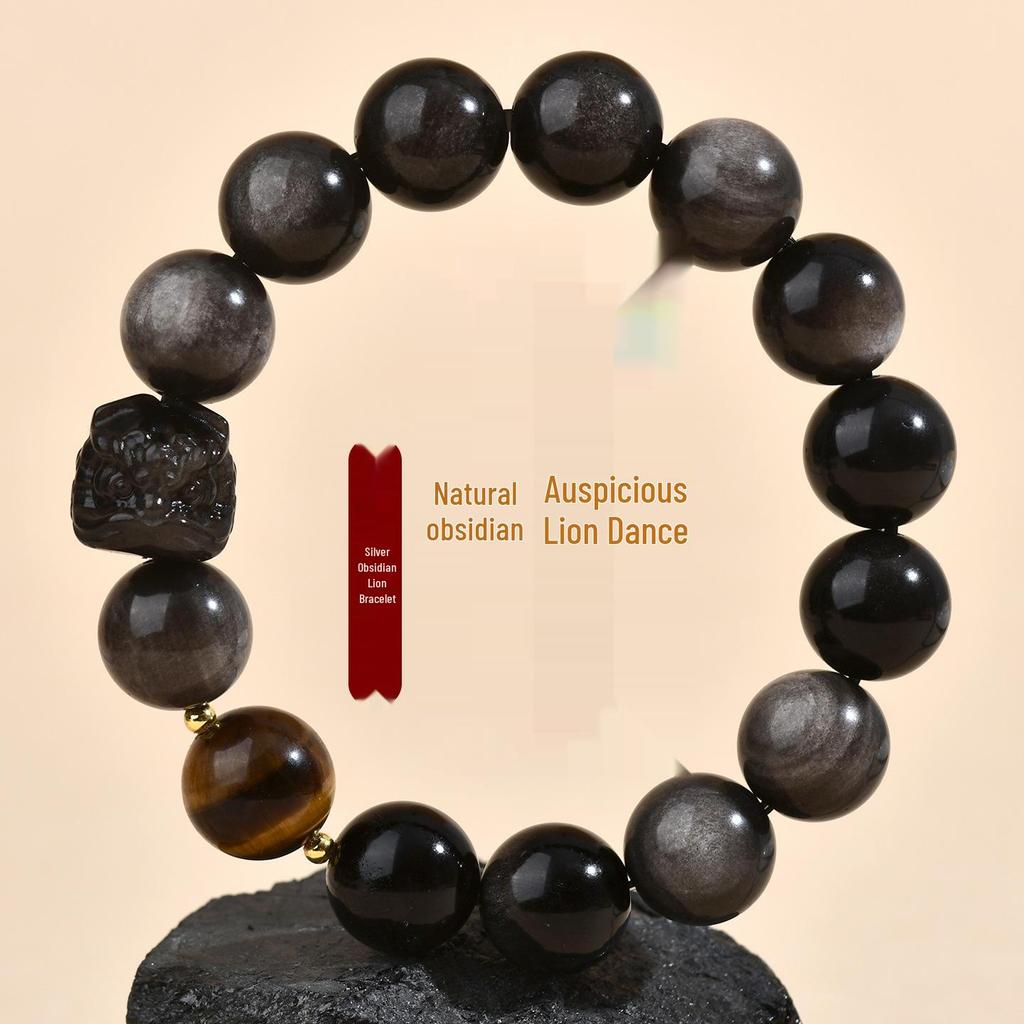 Obsidian Lion Dance Single-Loop Bracelet: Trendy Unisex Bestseller