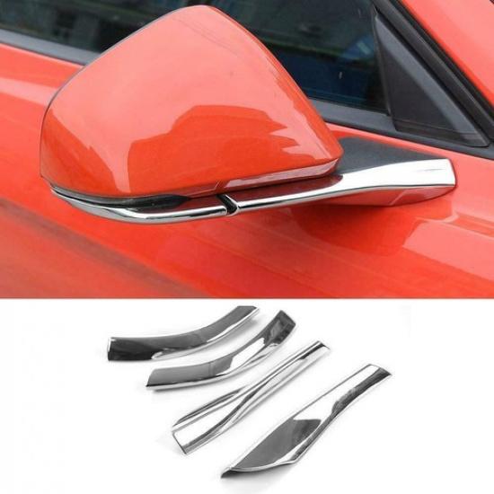 Chrome Rearview Mirror Pedestal Base Decor Cover Trim For Ford Mustang 2015-2017