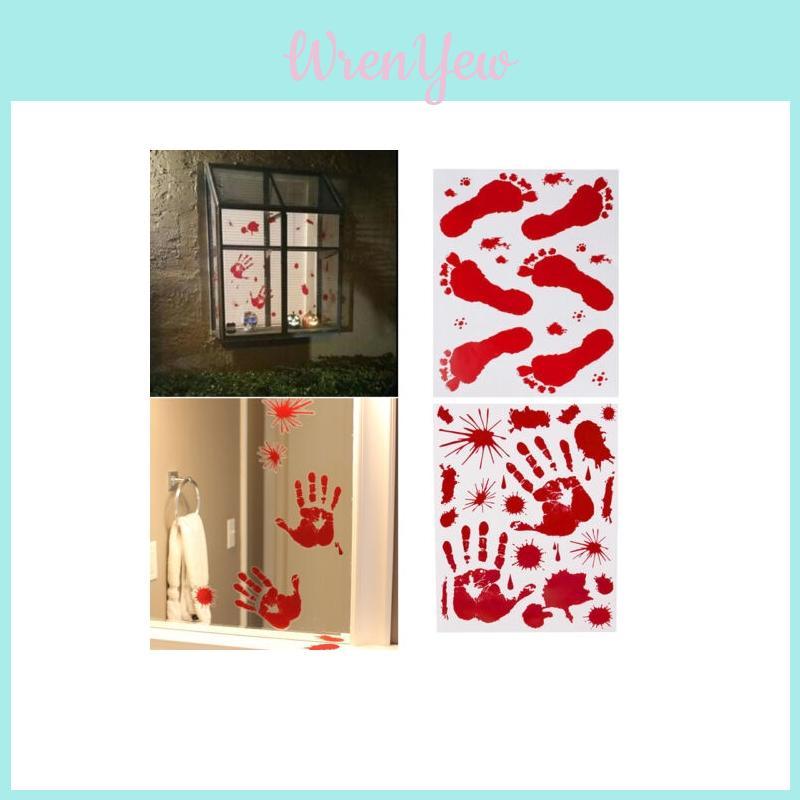 Bloodstained Wall 2017 Stickers Halloween Horror Glass Stickers Blood Decoration