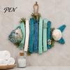 Wooden Fish Wall Hanging Lighted Decor, Rustic Nautical Fishing Wood Sculpture with LED Lights, Camp RV Coastal Ornaments Beach Theme Farmhouse