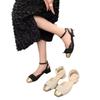 Baotou French sandals women's summer middle heel 2025 new fairy small fragrant style with skirt thick heel Mary Jane single shoes