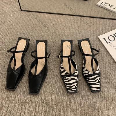 Fashion 2025 Summer Women Mules Slipper Fashion Shallow Square Toe Slides Outdoor Dress Sandal Women's Sandalias