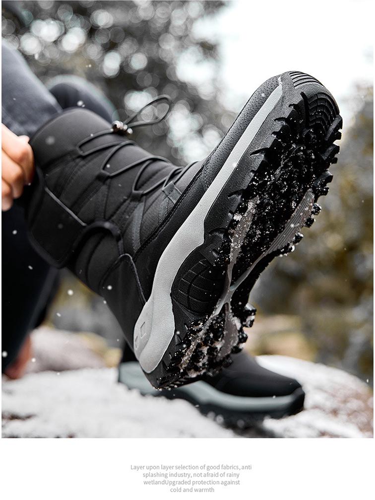Northeast Men's Large Winter Snow Boots with Velvet Lining - Thick, Warm Cotton Shoes for Outdoor Hiking