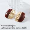Vintage Styles Brown Amber Resin Splices Earrings for Women Autumn And Winter Sturdy Alloy Jewelry Trend Casual Wear