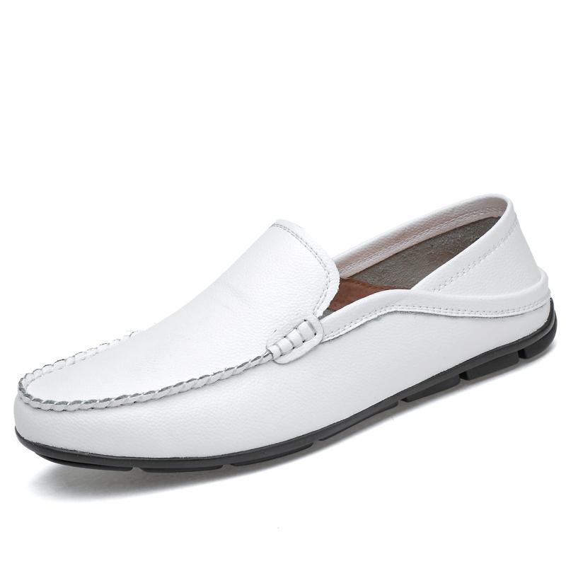 Genuine Leather Mens Casual Shoes Business Slip On Flats Comfy Formal Loafers Simple Men Moccasins Lightweight Man Driving Shoes
