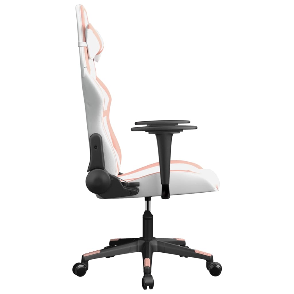 Gaming Chair White and Pink Faux Leather