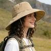 Spring Summer Outdoor Large Brim Sunscreen Hat Women Can Wear Ponytail Fisherman Hat Mountaineering Camping Sun Hat