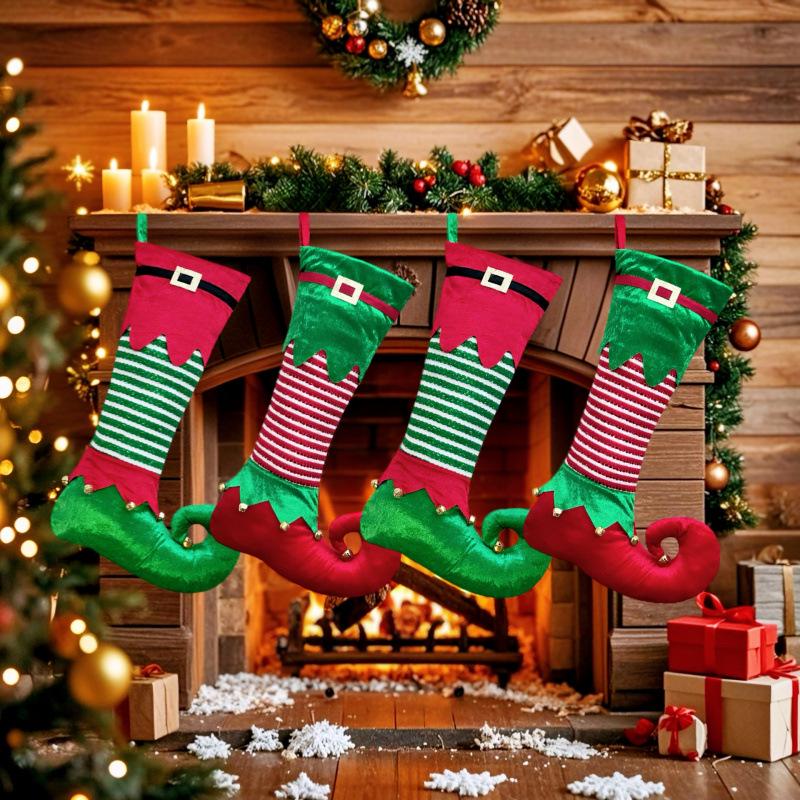 Elf Stocking with Bells - Christmas Tree Ornament & Decoration